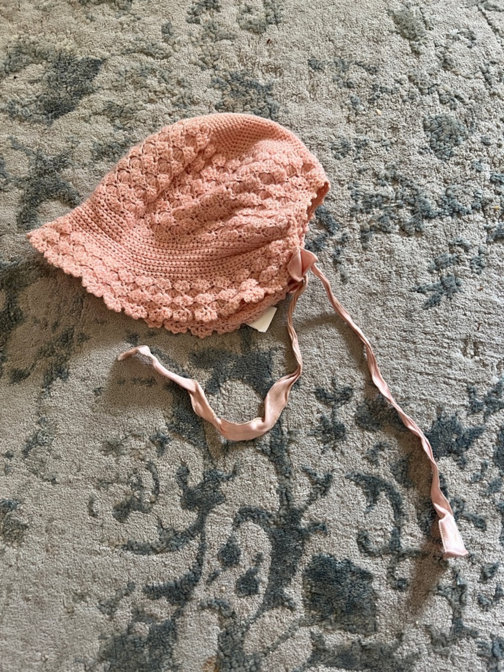 Girls' Pink Crochet Sun Hat with Ties